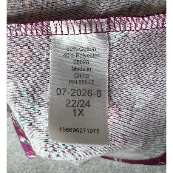 Woman Within Tunic Top Womens Size 22/24 1X Floral Pintuck Pleated Pullover - Picture 4 of 14